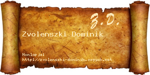 Zvolenszki Dominik névjegykártya